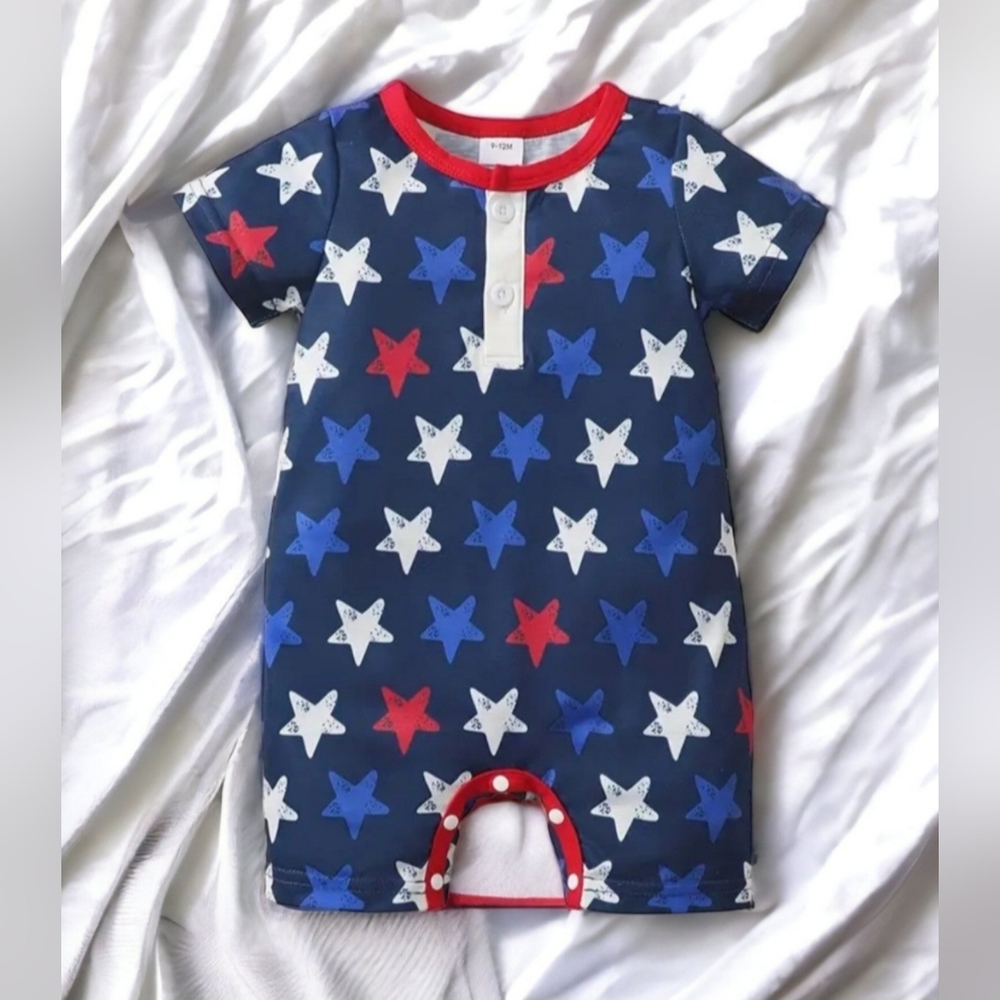 Baby Boy Star Short Sleeve Romper